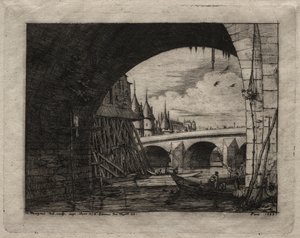 Gravuras de Paris: Um Arco da Ponte Notre Dame, 1853. de Charles Meryon