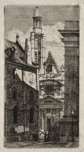 Gravuras de Paris: Igreja de Santo Estêvão do Monte de Charles Meryon