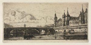 gravuras de Paris: a ponte de troca de Charles Meryon