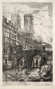 Água-forte de Paris: A Pequena Ponte de Charles Meryon