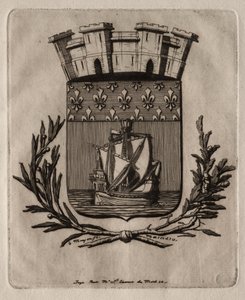 Água-forte de Paris: as armas simbólicas da cidade de Paris de Charles Meryon