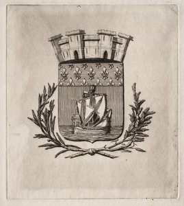 Água-forte de Paris: as armas simbólicas da cidade de Paris de Charles Meryon