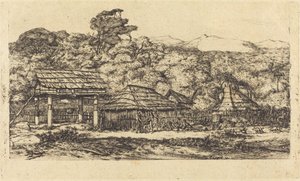 Celeiros e habitações nativas em Akaroa, Banks