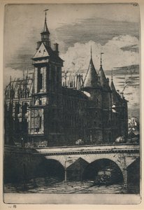 A torre do relógio, terceiro estado, 10 516 x 7 14 polegadas, 1852, 1927 de Charles Meryon