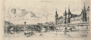 Le Pont-Au-Change 2º Estado, 6 18 x 13 116 Polegadas, 1854, 1927 de Charles Meryon