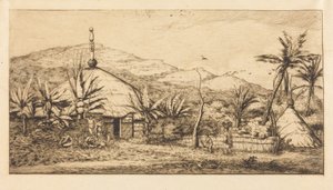 Nova Caledónia: Grande cabana indígena no caminho de Balade para Poepo, 1845 (Nova Caledónia: Grande cabana indígena no caminho de Balade para Puebo, 1845)