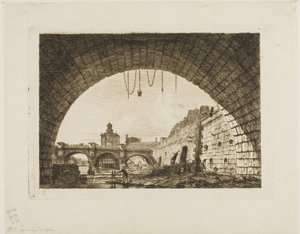 Pont-Neuf e a Samaritaine vistos sob o primeiro arco do Pont-au-Change, Paris de Charles Meryon