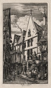Rue des Toiles, Bourges, 1853. de Charles Meryon