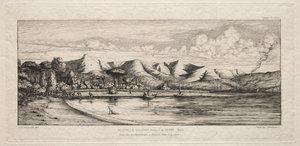 Seine que pesca fora do ponto dos queimadores de carvão vegetal, Akaroa, península dos bancos, 1845, 1863. de Charles Meryon