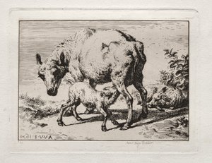 A ovelha com dois cordeiros, 1850. de Charles Meryon