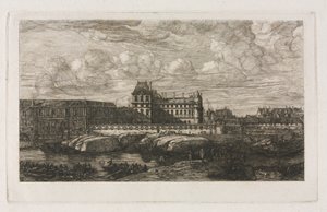 O Antigo Louvre de uma pintura de Zeeman, 1651 de Charles Meryon