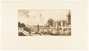 O "Pavillon de Mademoiselle" e parte do Louvre de Charles Meryon