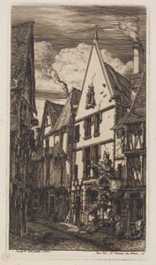Vista ao longo da Rue des Toiles, Bourges de Charles Meryon