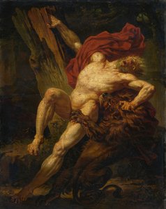 Milo de Croton atacado por um leão de Charles Meynier