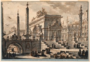 Fantasia arquitetônica: edifícios, monumentos e escadas