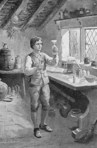 O jovem Humphry Davy a fazer as suas primeiras experiências (litho)