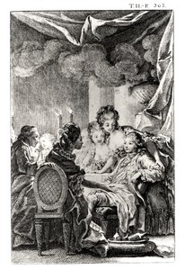 Cena de &39;L&39;Ingenu&39; por Voltaire (1694-1778) (gravura) (foto bw)