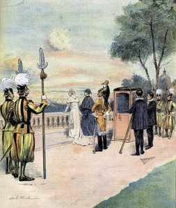 Papa Leão XIII nos Jardins do Vaticano em 1893 desenho do Sr. CH Morel de Charles Morel