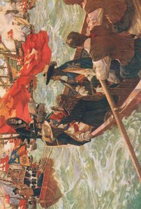 A vinda a casa de Carlos II, ilustração de The History of the British People publicada por Waverley, c.1940 (litografia a cores)