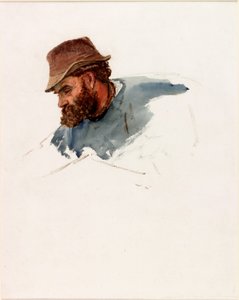 Chefe de um pescador (bodycolour e aquarela sobre papel) de Charles Napier Hemy