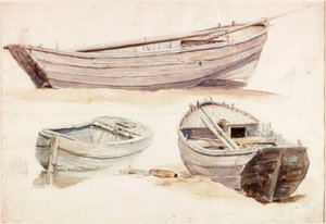 Estudos de barcos de salmão (bodycolour) de Charles Napier Hemy
