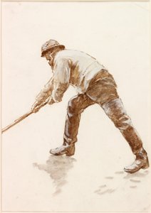 Estudo de um pescador no trabalho (bodycolour) de Charles Napier Hemy