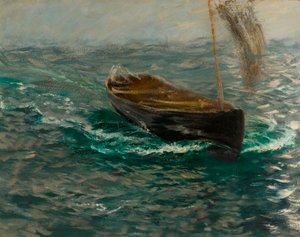Estudo de um barco à vela (óleo sobre papel)