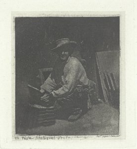 Kneeling Mason, fevereiro-março de 1854, impresso em 1982. de Charles Nègre