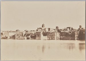Vista das margens do Ródano, "Arles" de Charles Nègre