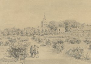 Gezicht op het dorp Marigny
Vista da Torre do Sino e parte da Aldeia de Marigny retirada do Salon du Château (título sobre o objecto) de Charles Nicolas Cochin (II)