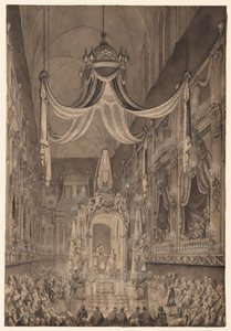Funeral de Marie-Thérèse da Espanha, Dauphine da França, na Igreja de Nôtre Dame ... 1746, c. 1746 de Charles Nicolas Cochin