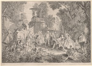 O jogo de Blind Mans Bluff, 1739. de Charles Nicolas Cochin