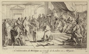 Condenação dos cátaros como hereges no Conselho de Lombers, França de Charles Nicolas II Cochin