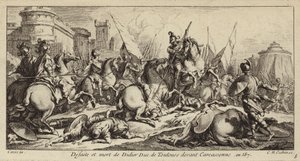Derrota e morte de Didier de Toulouse diante de Carcassonne, 587 (gravura) de Charles Nicolas II Cochin