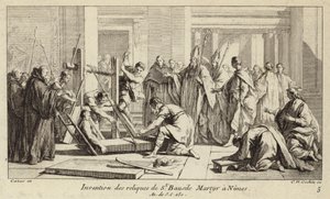 Descoberta das relíquias de São Baudile, martirizado em Nimes em 250 (gravura) de Charles Nicolas II Cochin