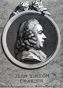Jean Simeon Chardin (gravura em cobre) de Charles Nicolas II Cochin