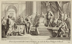 Posse do Condado de Toulouse tomada em nome do Rei Filipe III da França de Charles Nicolas II Cochin