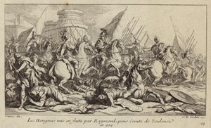 O exército húngaro posto a voar por Raymond Pons, Conde de Toulouse, 924 (gravura) de Charles Nicolas II Cochin
