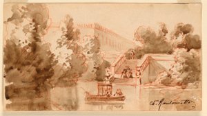 Vista Imaginária do Castelo Vaux-le-Vicomte de Charles Nicolas Ransonnette