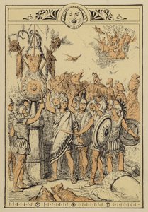 Histórias de Lucian: O Povo da Lua surpreendido pelos Centauros das Nuvens (lito colorido) de Charles Oliver Murray