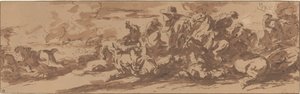 Batalha de cavalaria perto de um rio de Charles Parrocel