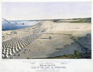 Vista aérea do Acampamento do Exército de Ocupação, comandado por Genl. Taylor. Perto de Corpus Christi, Texas, [do Norte] outubro de 1845. de Charles Parsons