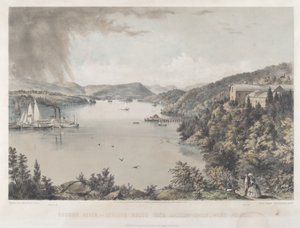 Portfólio do Rio Hudson: Olhando para o sul de Battery Knox, West Point de Charles Parsons after Benjamin Bellows Grant Stone