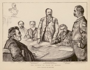 Conselho do Estado do Mónaco (gravura) de Charles Paul (after) Renouard