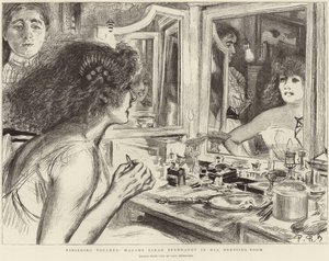 Madame Sarah Bernhardt no seu camarim (litografia) de Charles Paul (after) Renouard