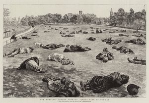 Nosso desabrigado London Poor, St James&39;s Park no meio-dia de Charles Paul Renouard