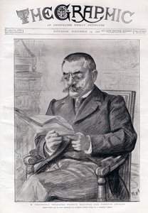 Retrato de Theophile Delcasse (1852-1923), político francês e ministro dos Negócios Estrangeiros. de Charles Paul Renouard