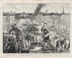 Preparando-se para a exposição de Paris de 1900: visão das operações de construção do lado norte do Sena.