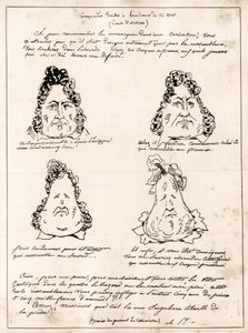 Croquades feitos na audiência de 14 de Novembro - desenho animado Louis Philippe em pêra por Charles Philipon (1800-1862) - 1832 - (Louis-Philippe transformando-se gradualmente em pêra)