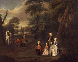Thomas Hill de Tern e sua família em uma paisagem, 1730